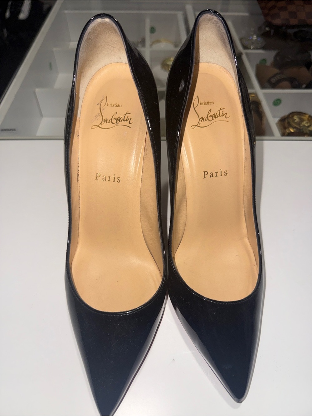 Christian Louboutin Black Patent Pointed Toe Pumps